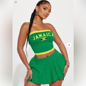 Jamaica Babe Skirt Set - Green/combo
